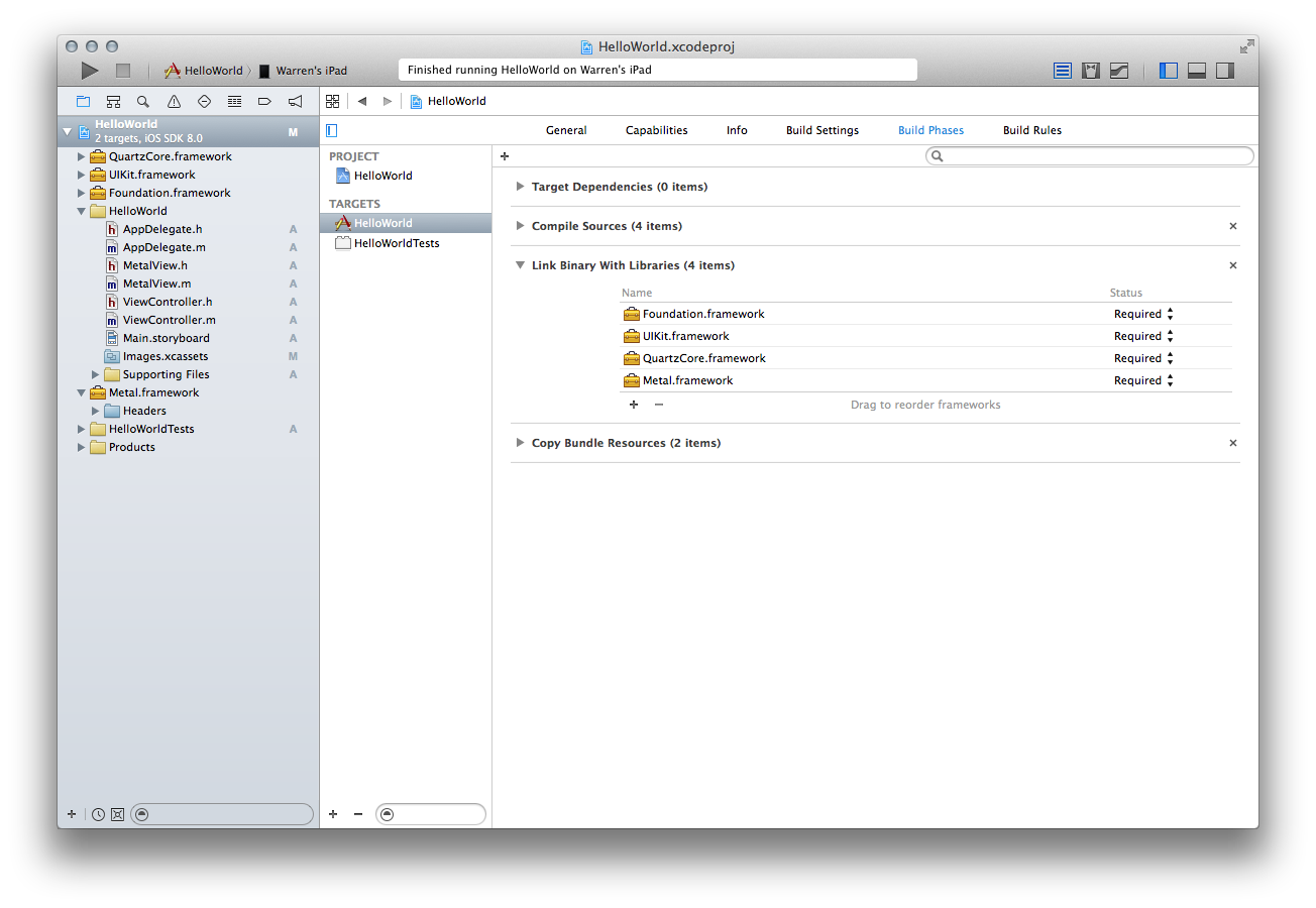 Adding linked frameworks in Xcode